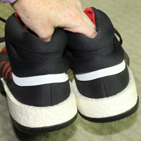 Size 15 - adidas Marquee Boost Active Red Black High Top Basketball Sneakers